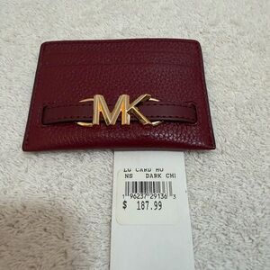 Michael Kors Reed Leather Card Holder NWT in Dark Cherry